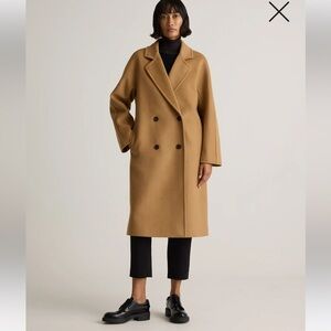 Quince Tan Double-Breasted Pea Coat